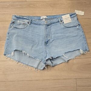 Abercrombie & Fitch Light Blue Distressed Jean Shorts